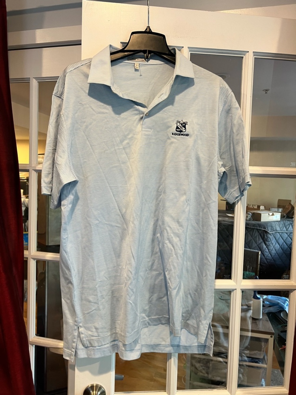 Peter Millar Pale Blue Micro-Striped Polo with Crest